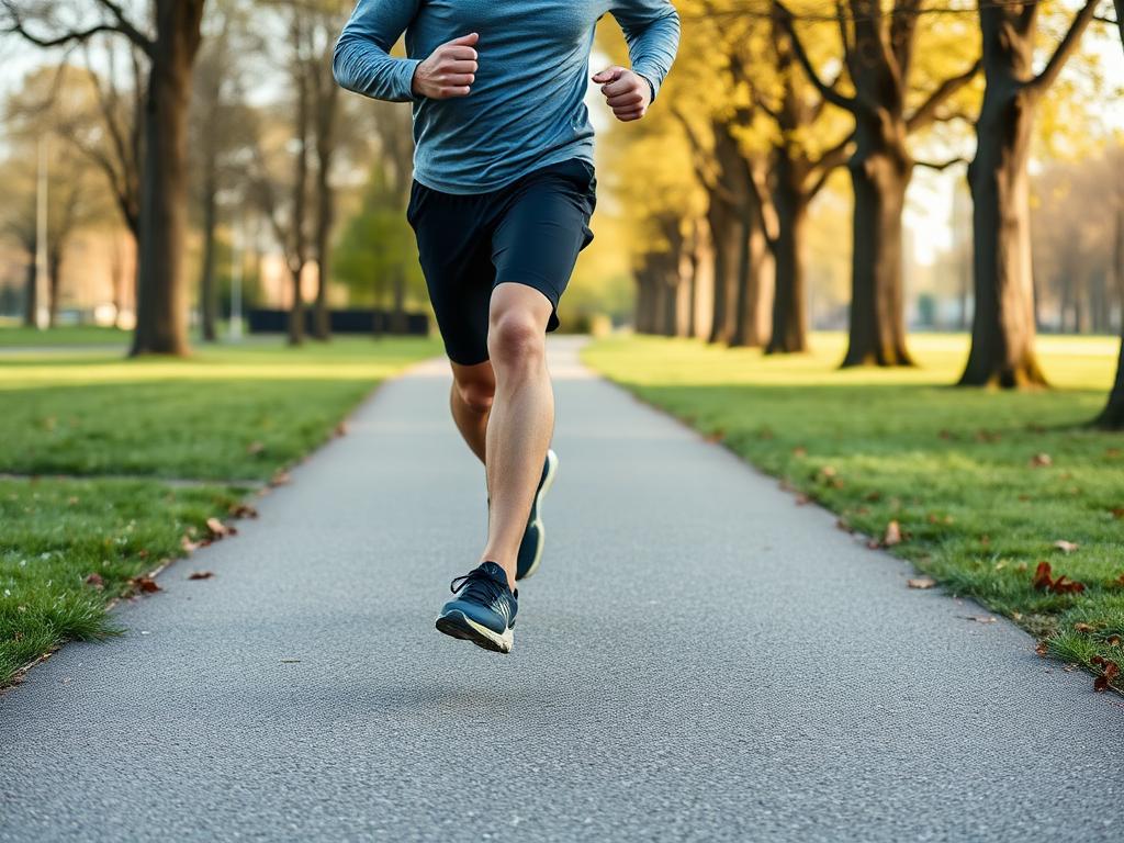 Laufanfänger joggt entspannt auf einem Parkweg in Basel